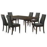 Wes 7-piece Rectangular Dining Table Set Dark Walnut
